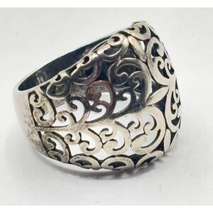 Sterling Silver 925 Intricate Filigree Pattern Ring Size 7
